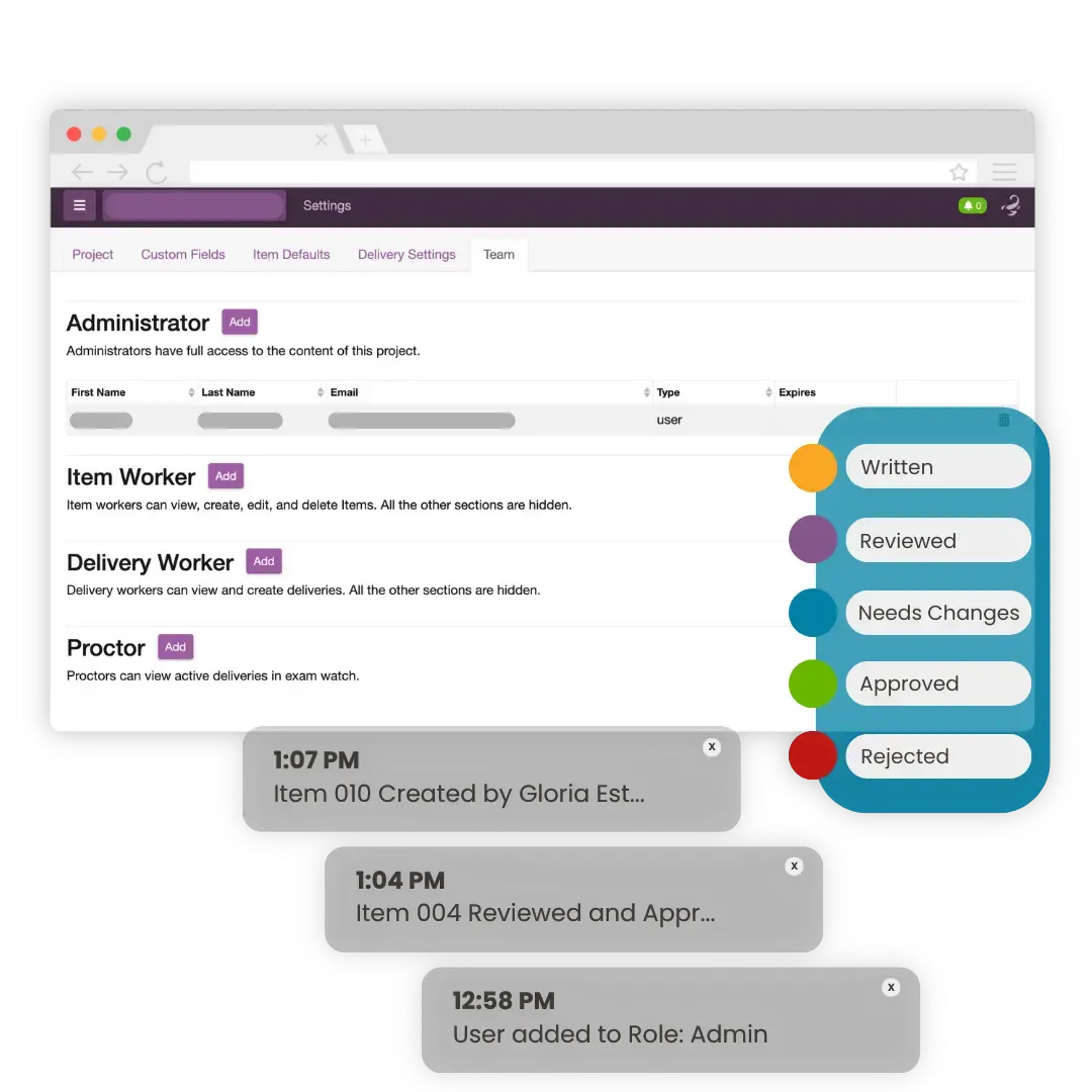 Scorpion's online exam tool allows you to securely collaborate with your team from anywhere in the world, no downloads required